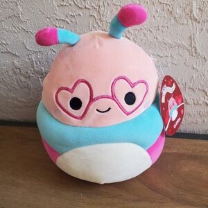 Squishmallows Griffith The Caterpillar 8" Plush‎ With Glasses Love Bookworm Pink